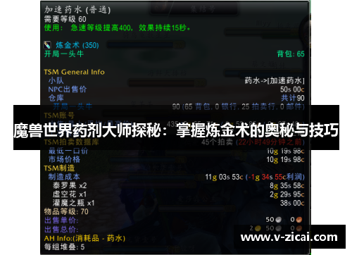 魔兽世界药剂大师探秘：掌握炼金术的奥秘与技巧